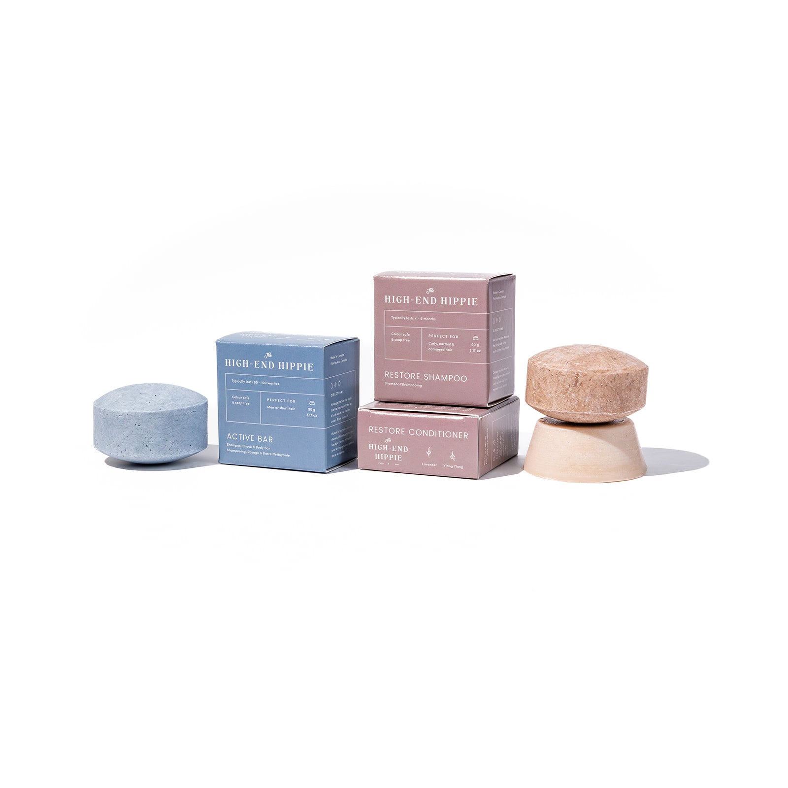 The Better Together Bundle with Active Bar (shampoo, shave & body) and Restore shampoo and conditioner bars — wildcrafted hair therapy for thick curly and damaged hair