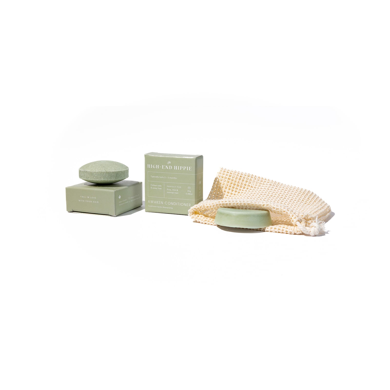 The Try Me Bundle with Awaken mini shampoo and conditioner bars and Zero Waste Shampoo Bag — hair therapy for fine and thin hair
