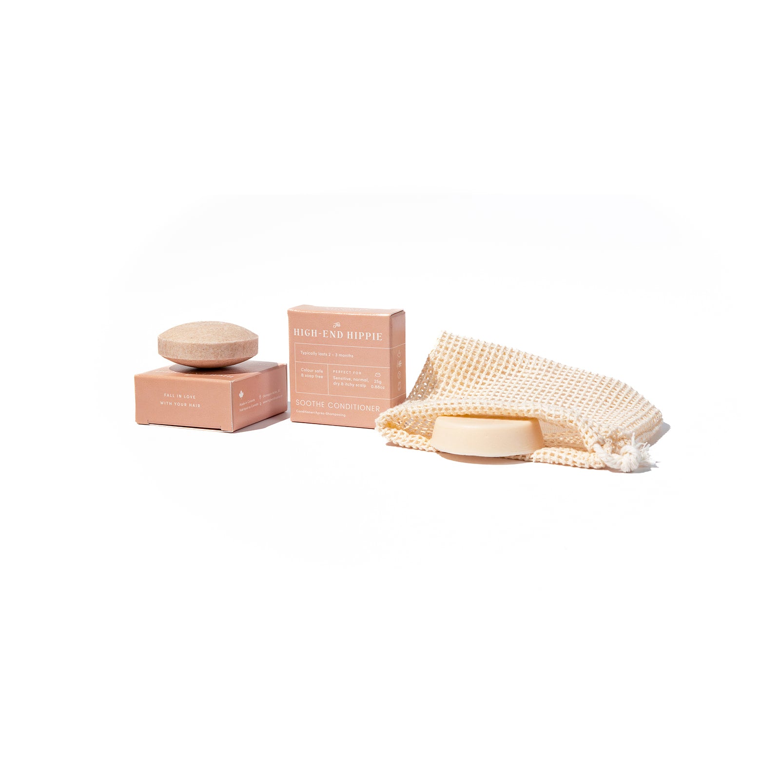 The Try Me Bundle with Soothe mini shampoo and conditioner bars and Zero Waste Shampoo Bag — hair therapy for sensitive and itchy scalp conditions
