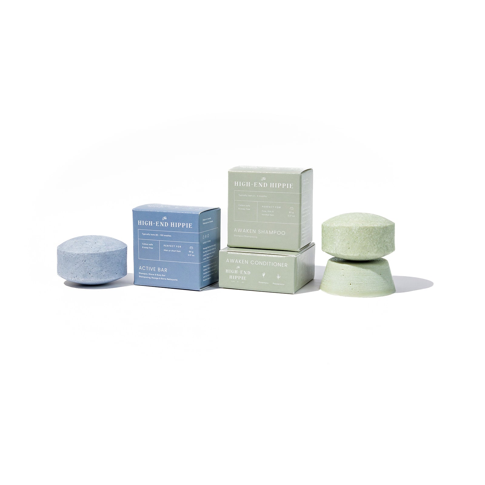 The Better Together Bundle with Active Bar (shampoo, shave and body) and Awaken shampoo and conditioner bars — wildcrafted hair therapy for fine and thin hair
